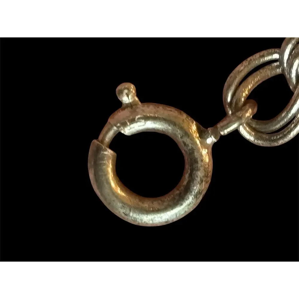 Vtg Sterling Silver 5mm Wide Double Curb Chain Charm Bracelet 925 6.5” 5.34g
